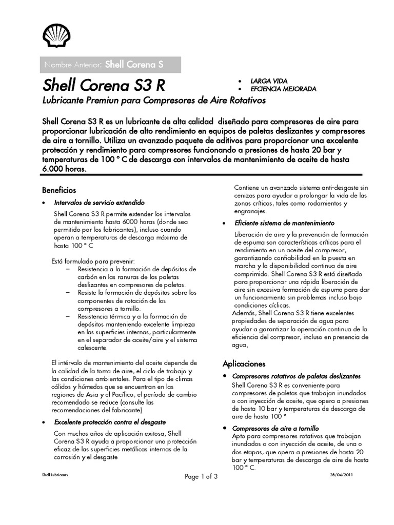 Aceite Shell Corena | PDF | Tornillo | Petróleo