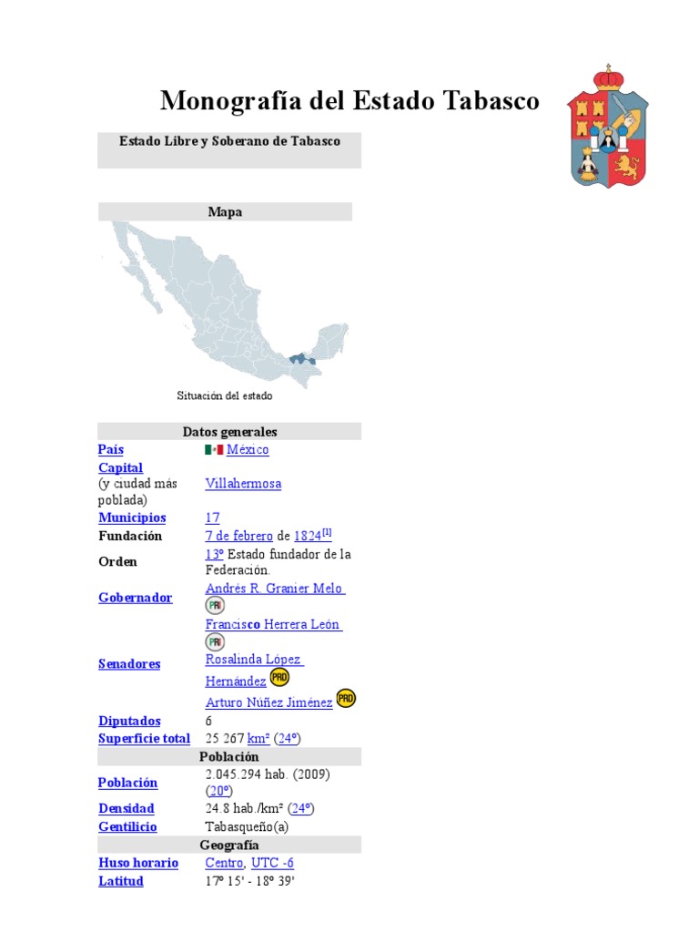 Monografía del Estado de Tabasco | PDF | Alcalde