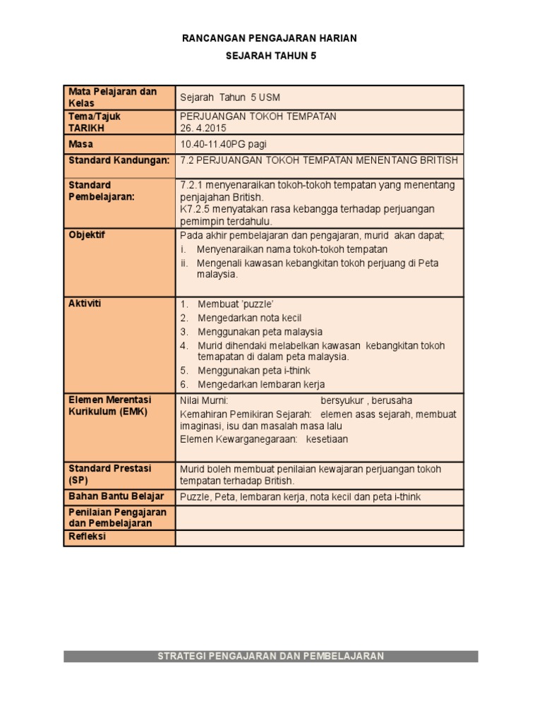 Rph Sejarah Thn 5 Pdf