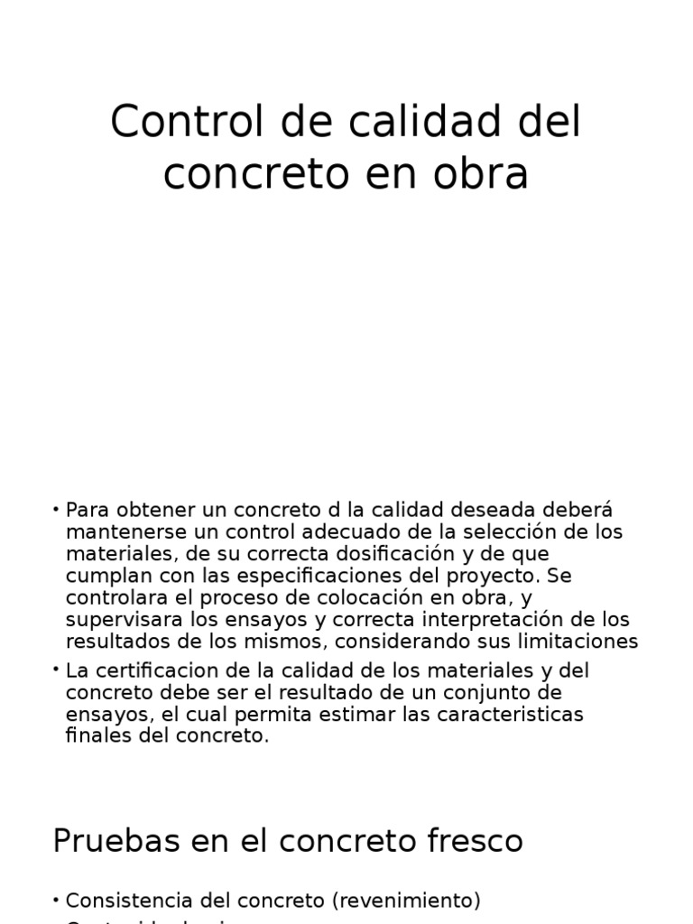 Control de Calidad Del Concreto en Obra | PDF | Hormigón | Calidad ...