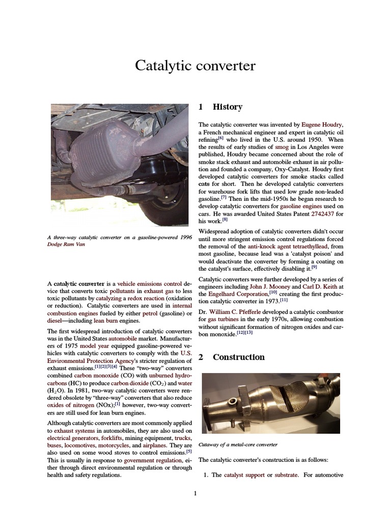 Catalytic Converter Exhaust Gas Chemical Process Engineering