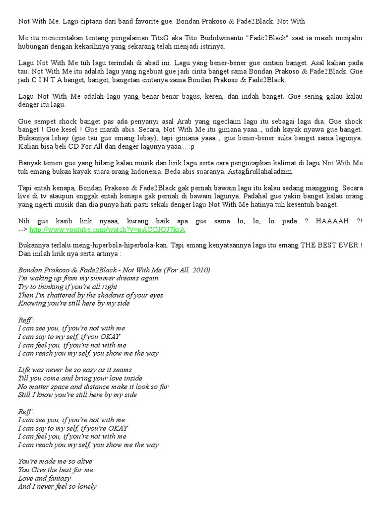 Not With Me Hiburan Musik Vokal