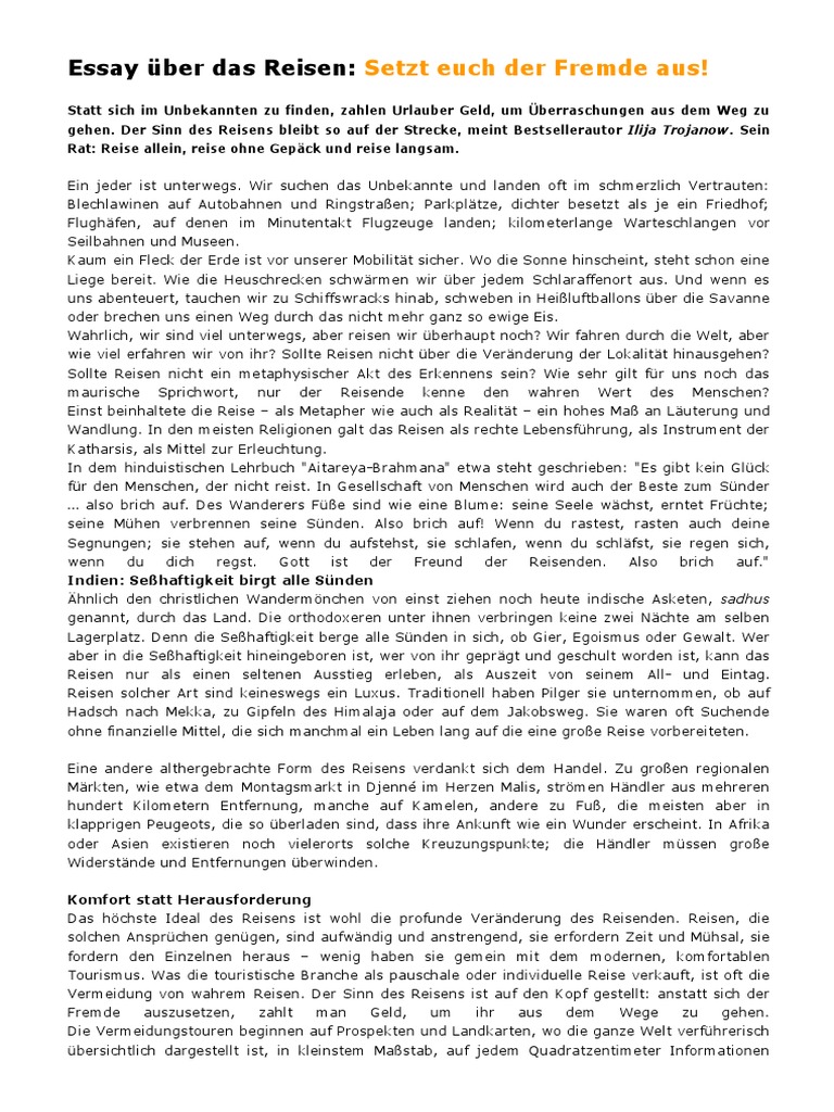 Essay uber reisen picture