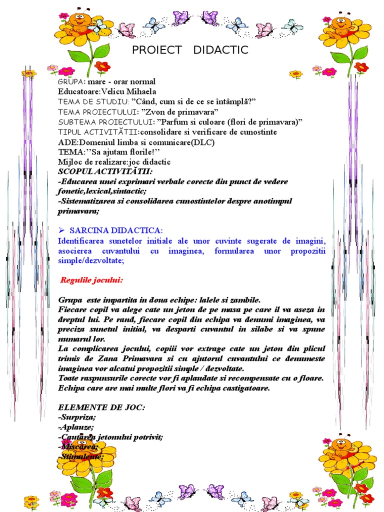 Proiect Didactic Gradinita