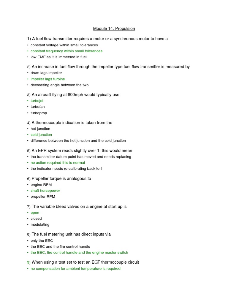 Module 14 Questions PDF Turbocharger Engines