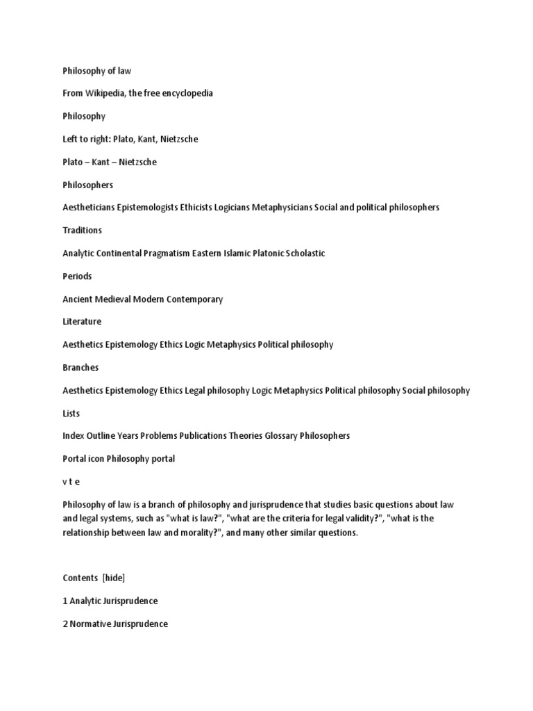 Overview of Legal Philosophy and Jurisprudence | PDF | Jurisprudence ...