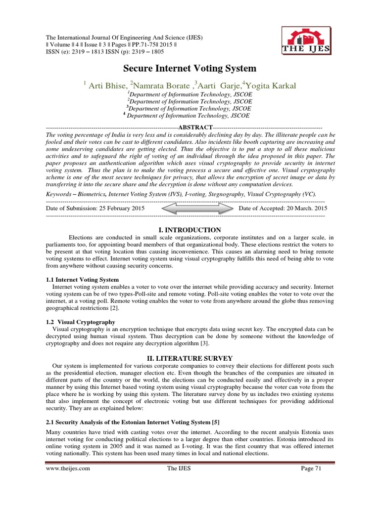 Secure Internet Voting with Visual Cryptography | PDF | Cryptography ...