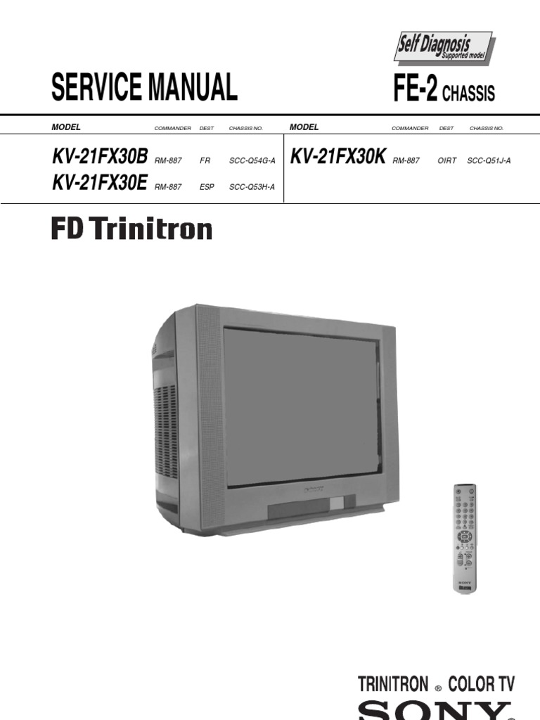 Sony Kv-21fx30 Fe-2 Chassis - Service Manual | Menu (Computing) | Television