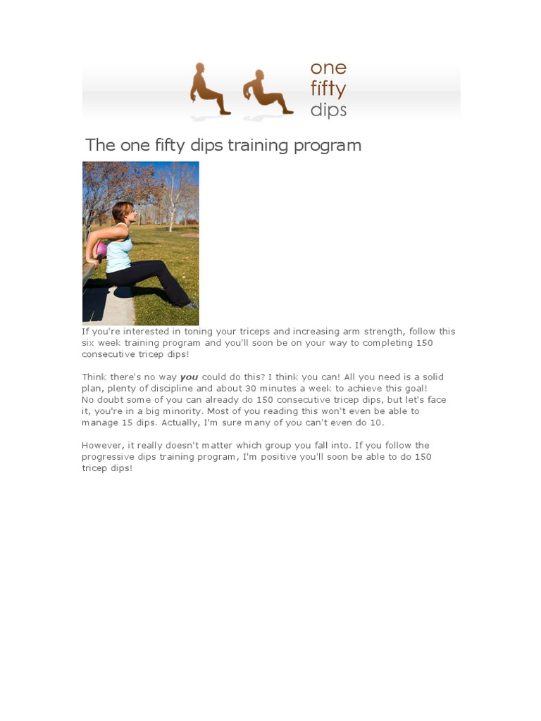 One Fifty Dips Training Program | PDF | Arm | Sports