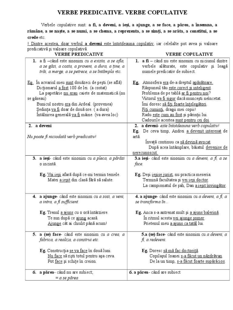 Verbe Predicative vs. Verbe Copulative | PDF