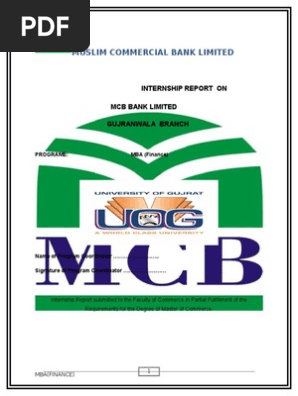 Mcb Bank Internship Report Cheque Deposit Account