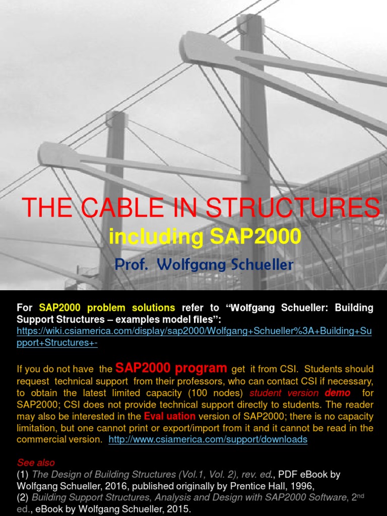 The Cable in Building Structures including SAP2000 (rev. ed.), Wolfgang