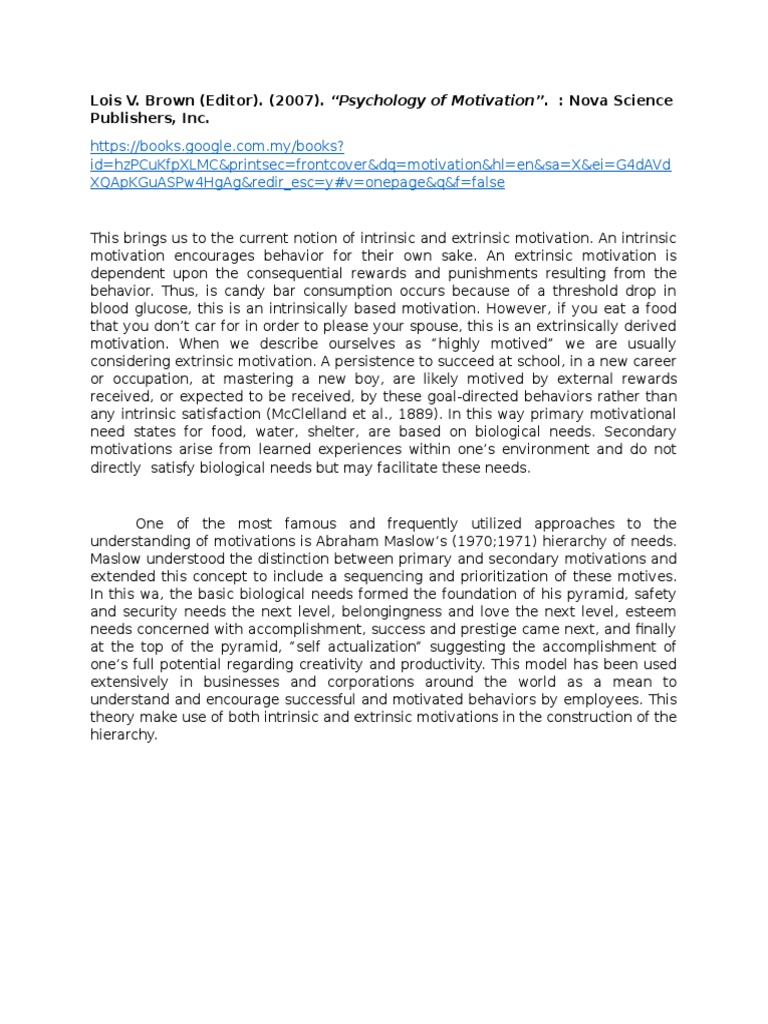 Understanding Intrinsic and Extrinsic Motivation | PDF