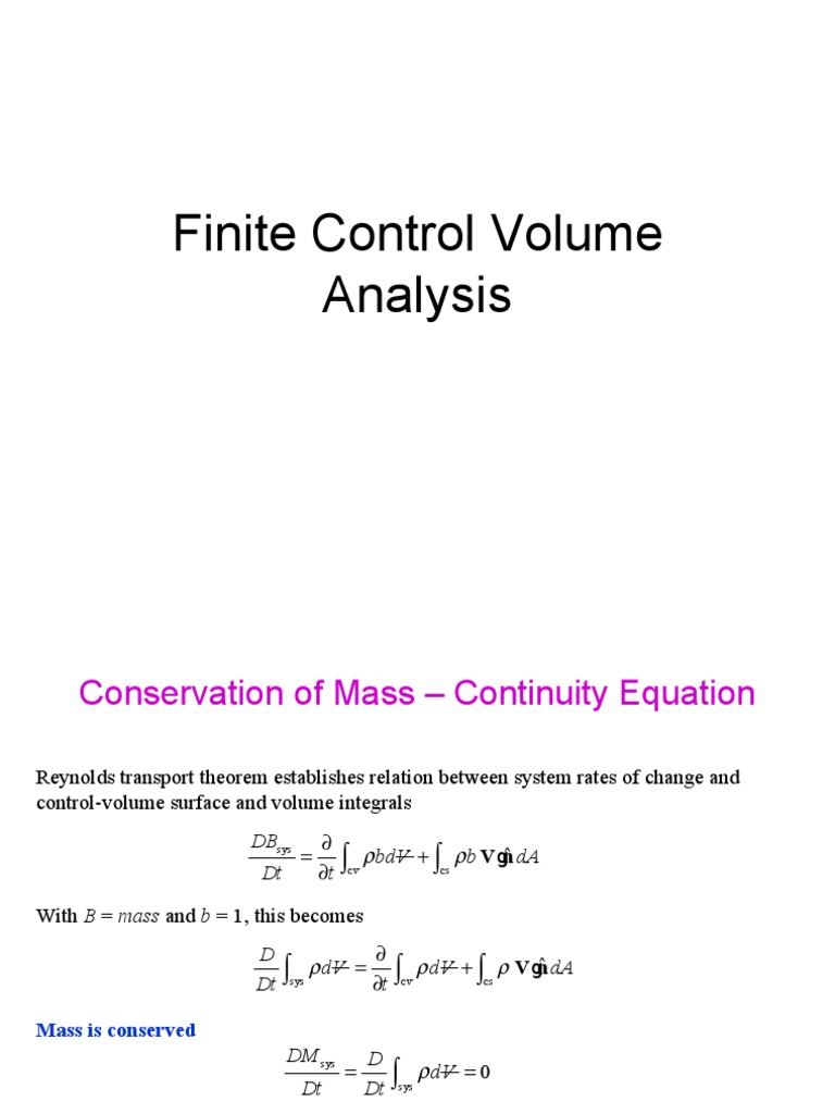 Finite Control Volume Analysis | PDF