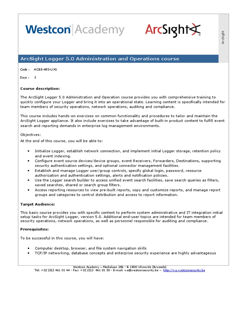 ArcSight Logger 5.0 Administration and Operations Course | PDF ...