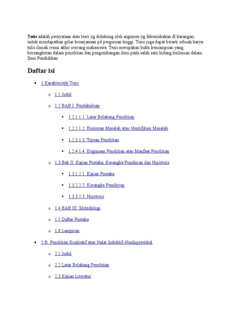 Tesis Adalah Pernyataan Atau Teori Yg Didukung Oleh Argumen Yg