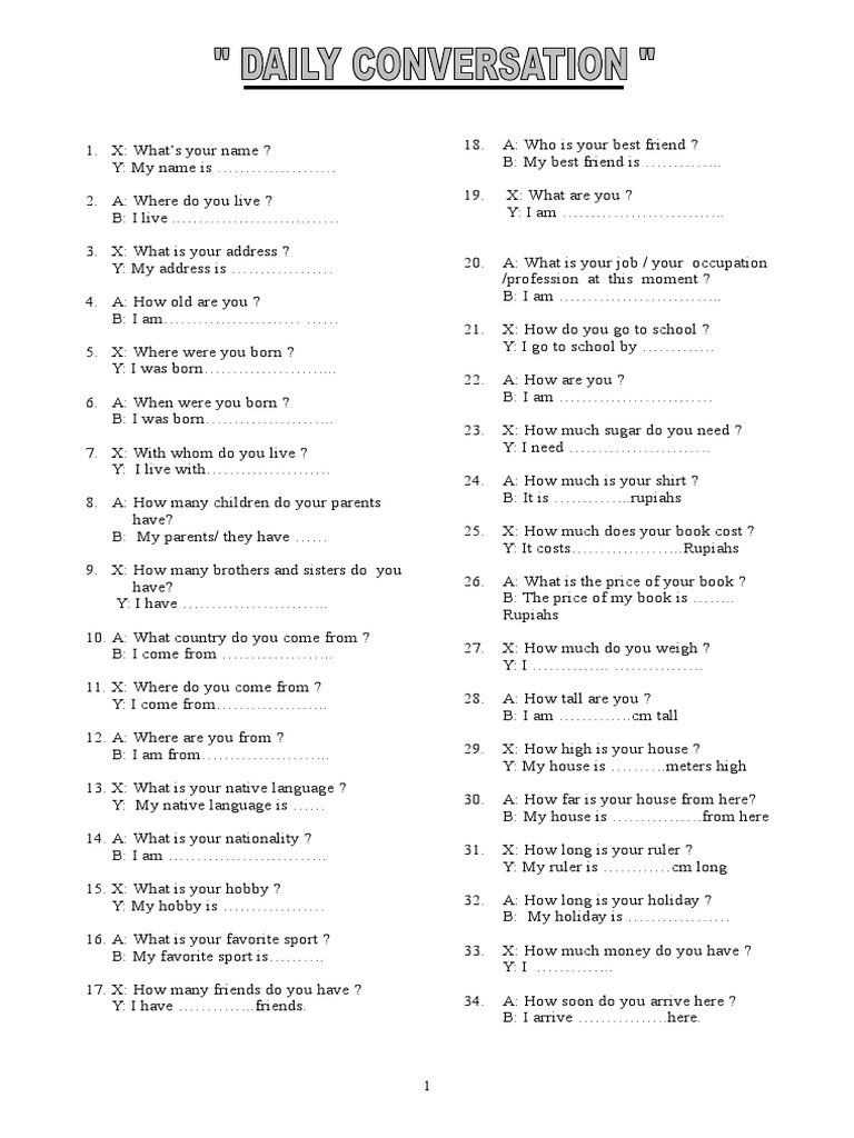 Daily Conversation | Download Free PDF | English Language