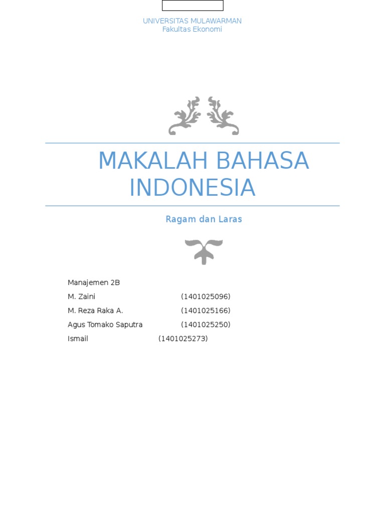 Makalah Ragam Dan Laras Bahasa Indonesia