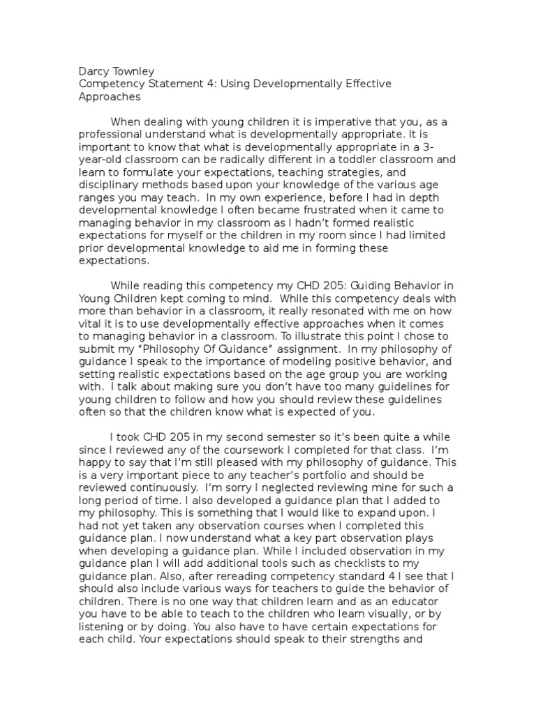 Competency Statement 4: Effective Guidance | PDF | Behavioural Sciences ...