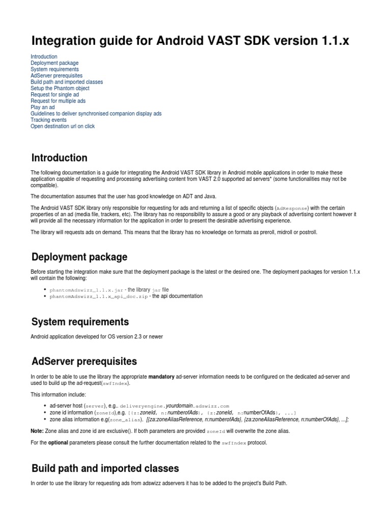 Android VAST SDK Integration Guide | PDF | Library (Computing ...