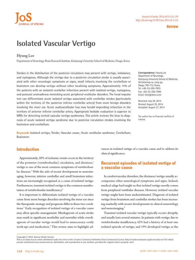 Jos 16 124 Vertigo Vestibular System