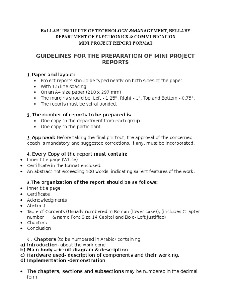Mini Project Report Guidelines | PDF | Text | Computing