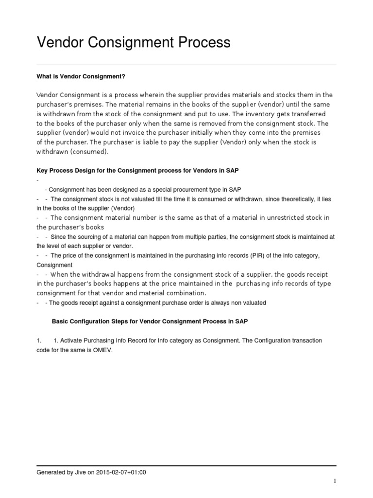 Vendor Consignment Process.pdf Service Industries Business Free