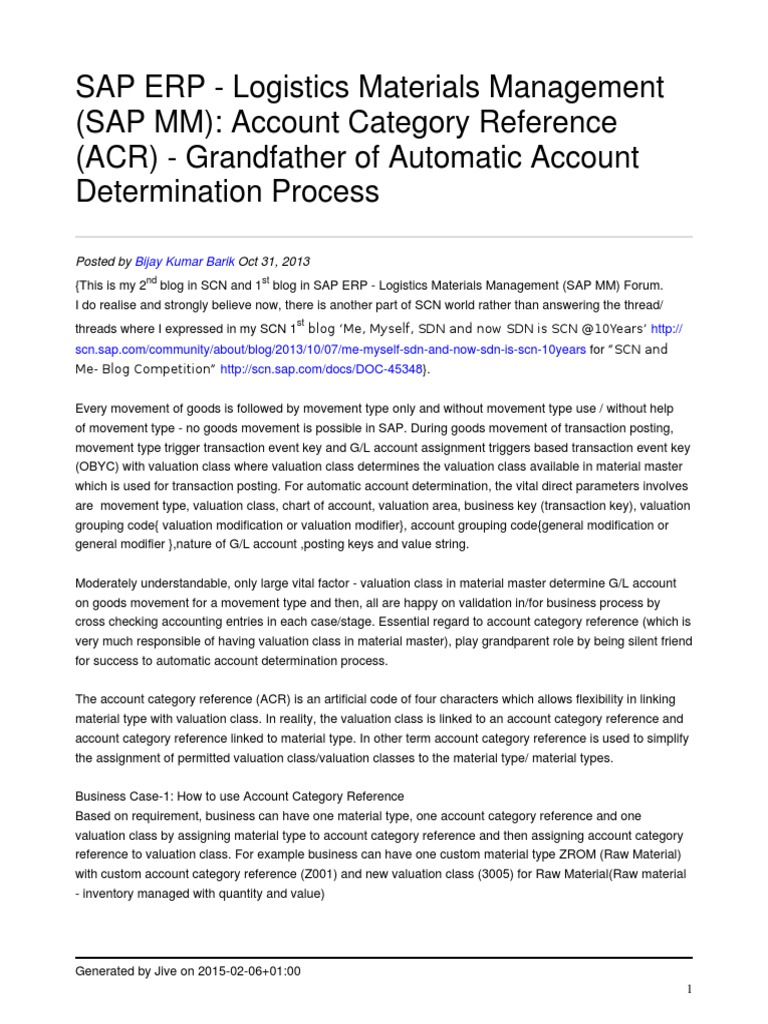 Understanding Account Category Reference in SAP | PDF | Valuation ...