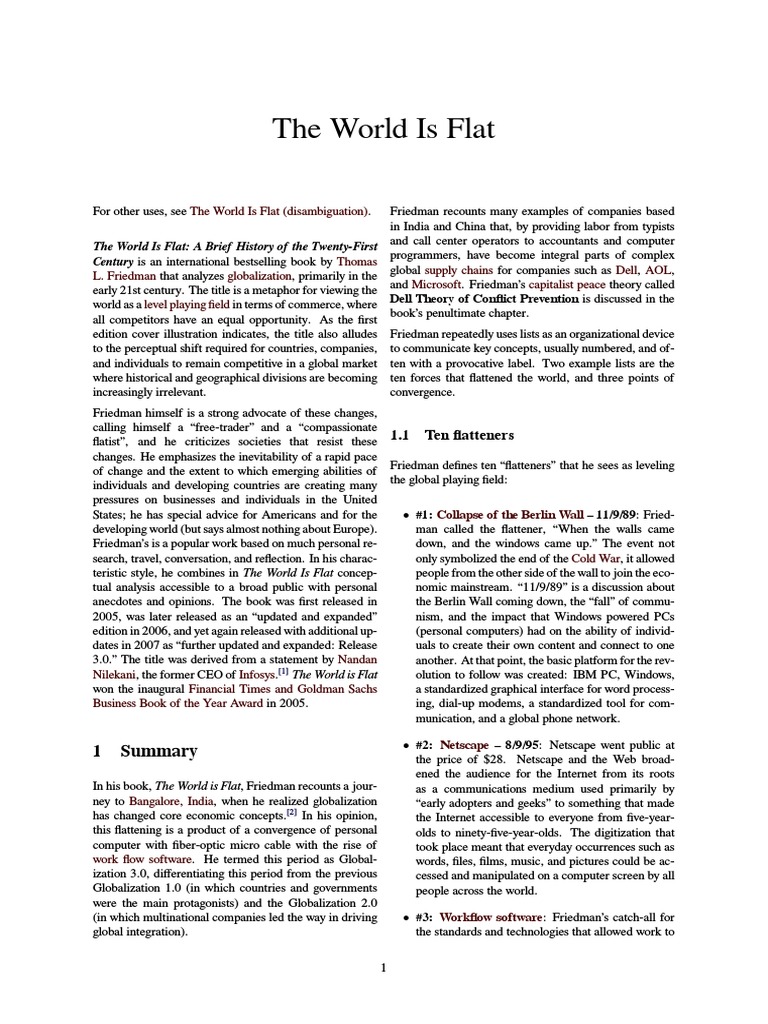 World Is Flat Summary PDF Computing Internet