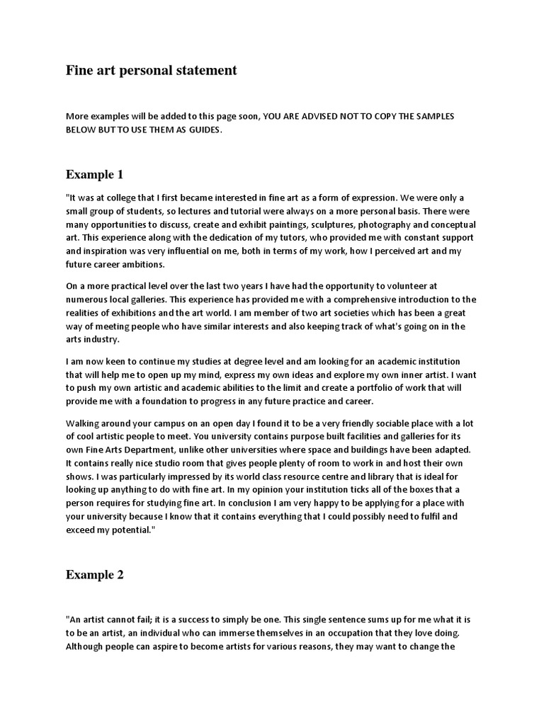 ma fine art personal statement examples