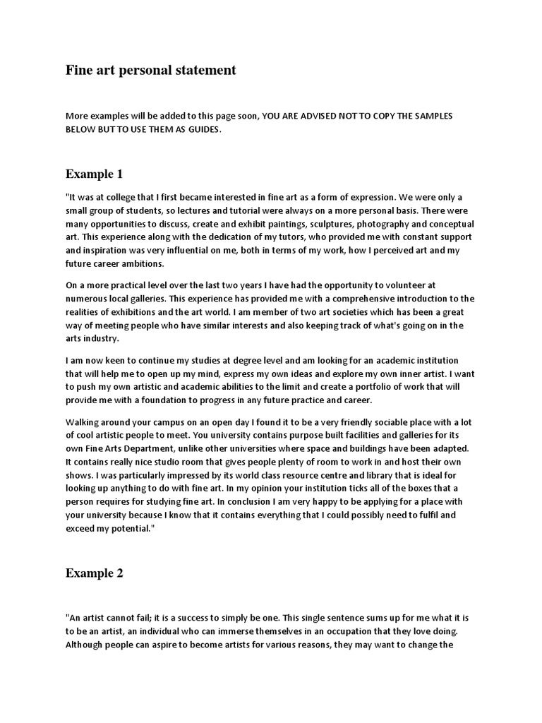 Fine Art Personal Statement Pdf Fine Art Tutor