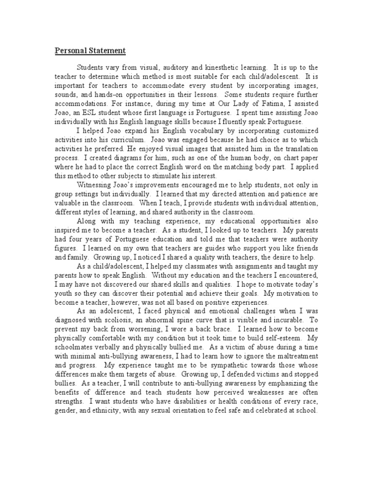 Bullying personal statement image