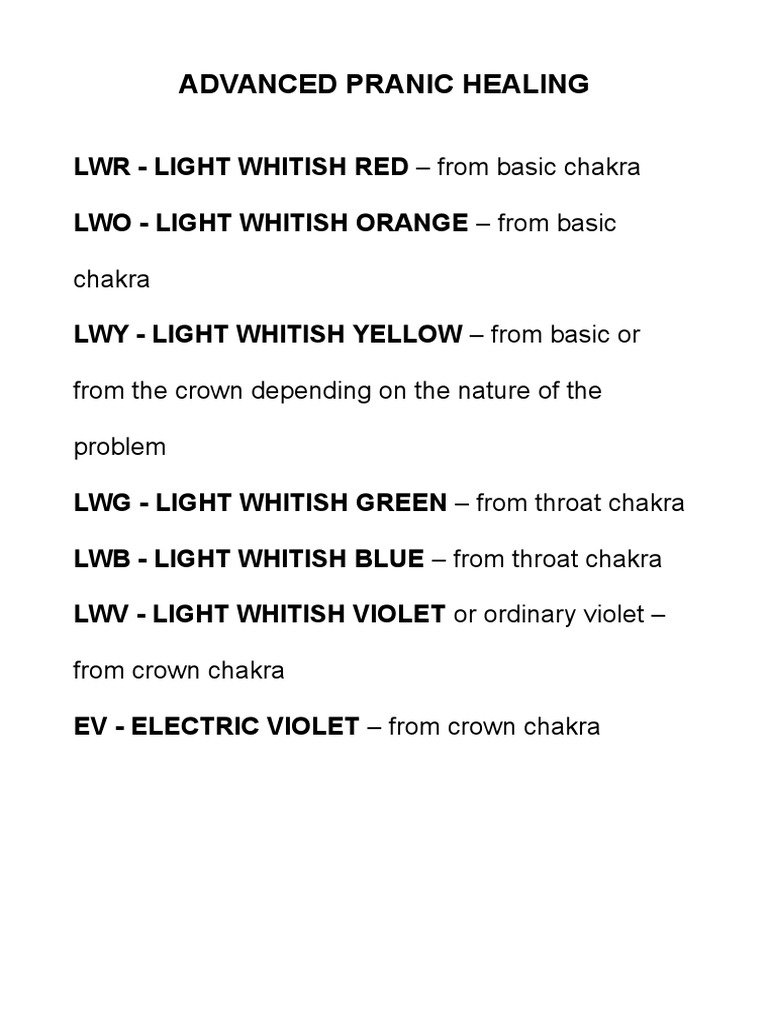 Advanced Pranic Healing Color Guide | PDF