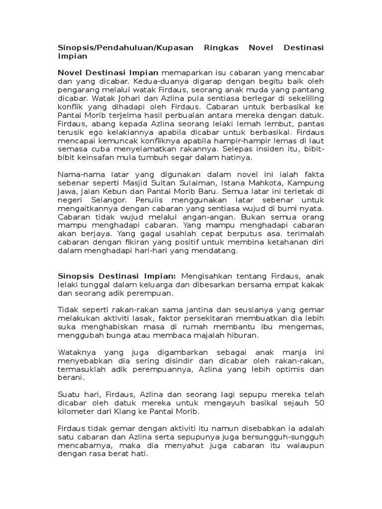 Sinopsis Destinasi Impian Pdf