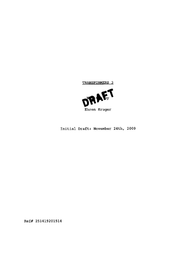 Transformers 3 Unofficial Leaked Script PDF