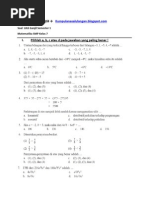 Soal UAS Ganjil Semester 1 Matamtik SMP Kelas 7 PDF