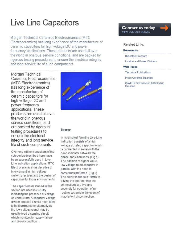 Live-Line Capacitors for High Voltage Applications | PDF | Capacitor ...