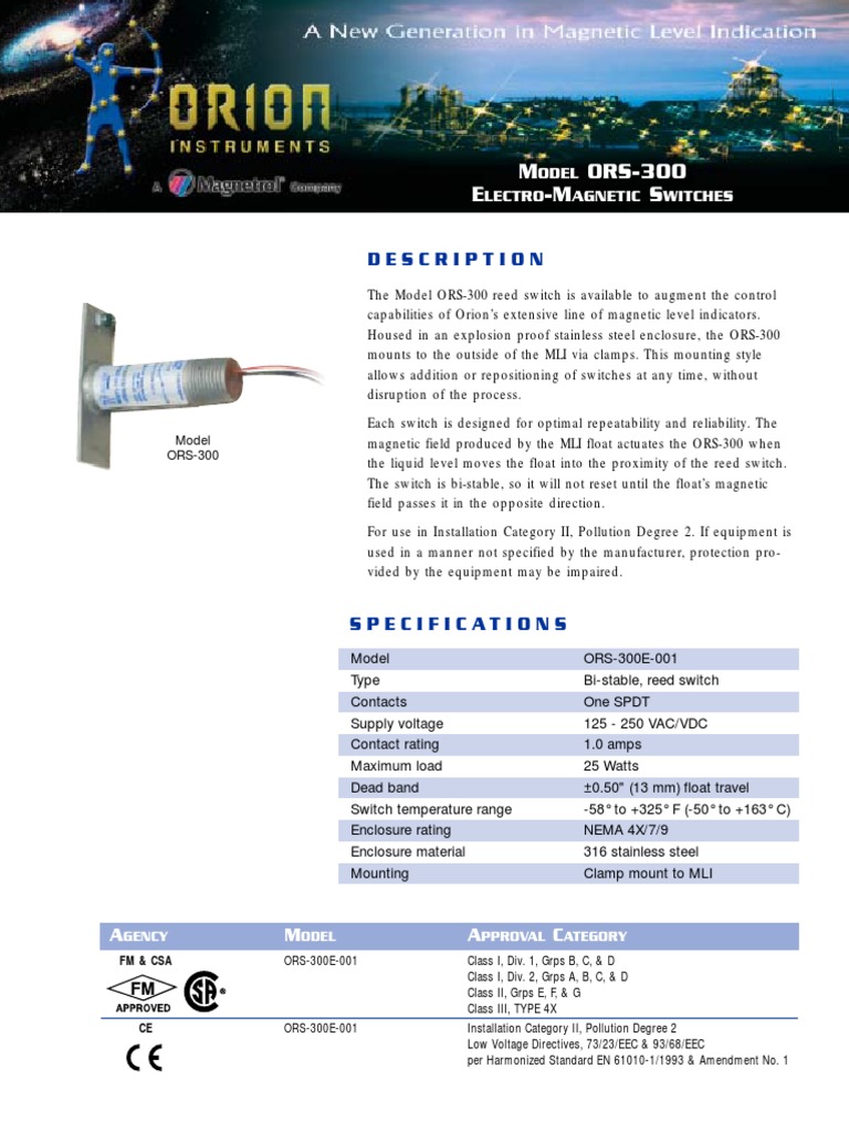 Magnetrol Switch Level ORS-300 | Switch | Electrical Wiring | Free 30