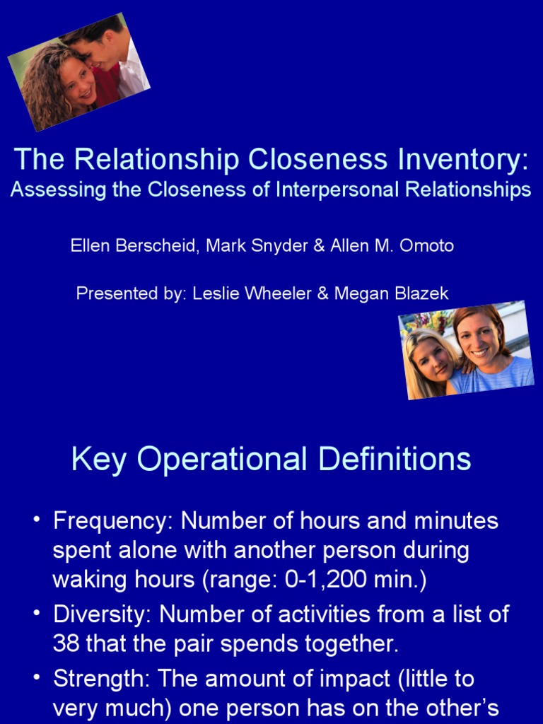 The Relationship Closeness Inventory PDF Social Psychology Psychology