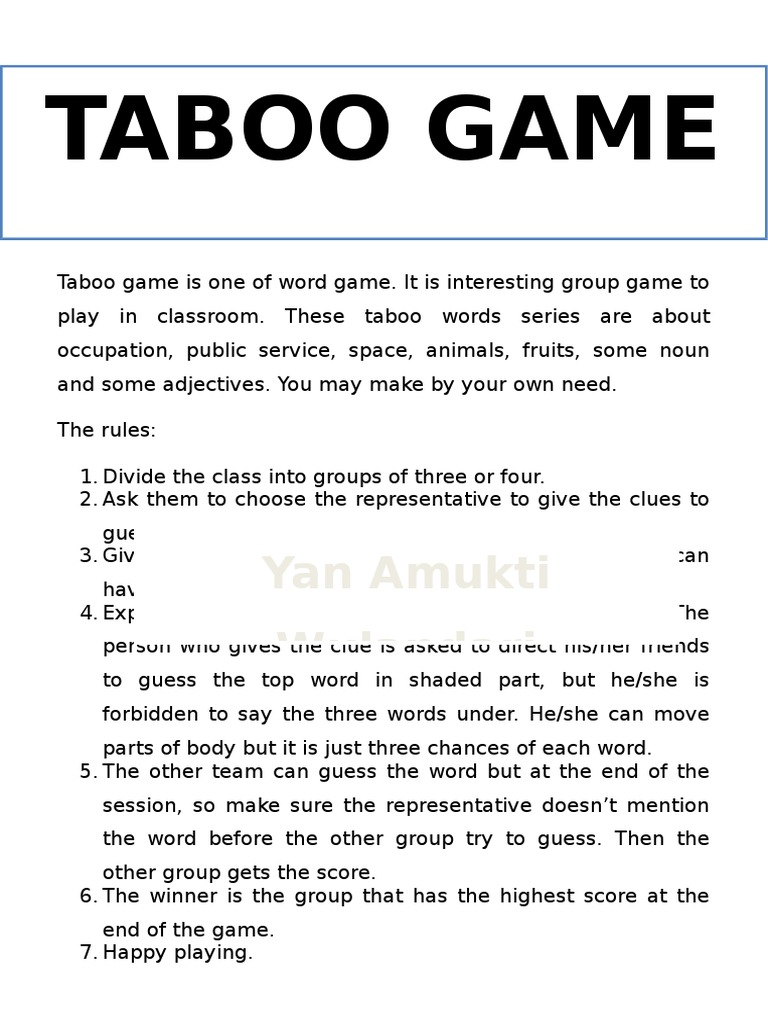 Taboo Games | PDF | Meteoroid | Drink