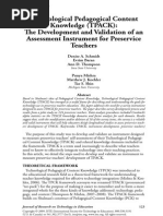 Download Technological Pedagogical Content Knowledge TPACK The Development and Validation of an Assessment Instrument for Preservice Teachers by Mariel Andrade SN264003916 doc pdf