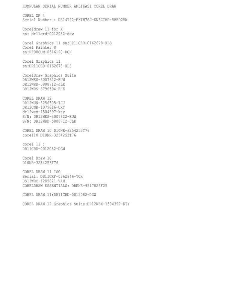 Corel Draw X7 Serial Number List Pdf