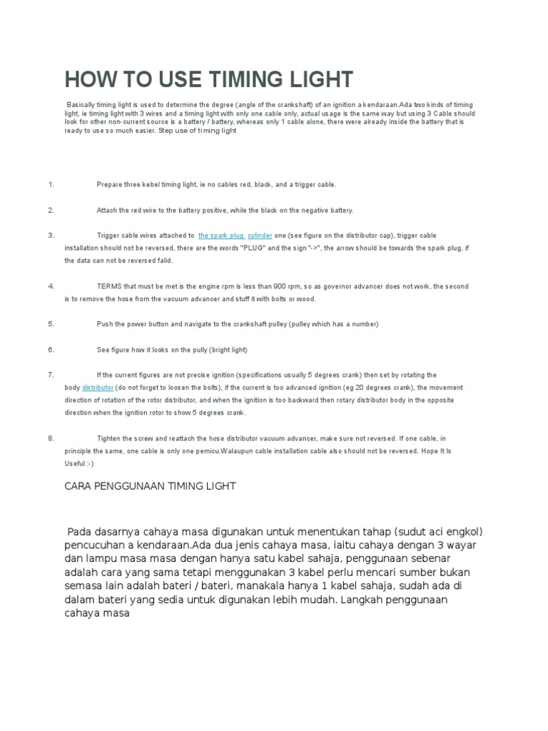 HOW TO USE TIMING LIGHT | PDF