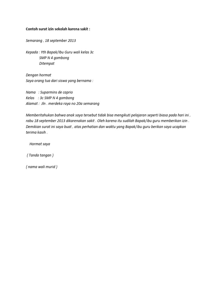 Cara Buat Surat Sakit Smp