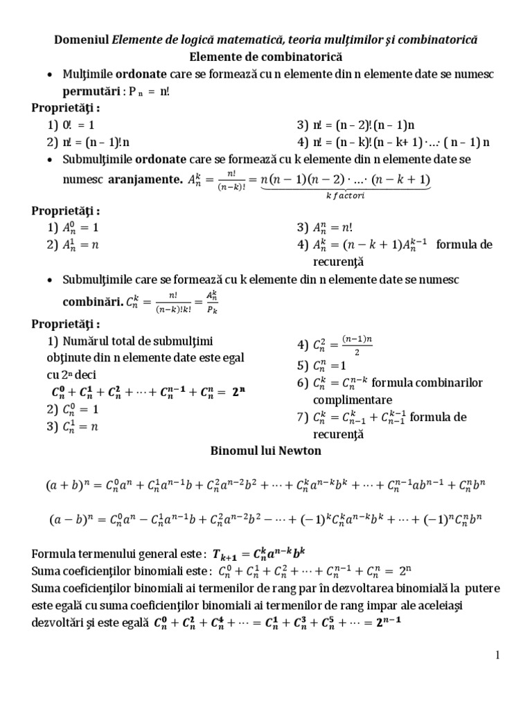 Elemente de Combinatorică | PDF