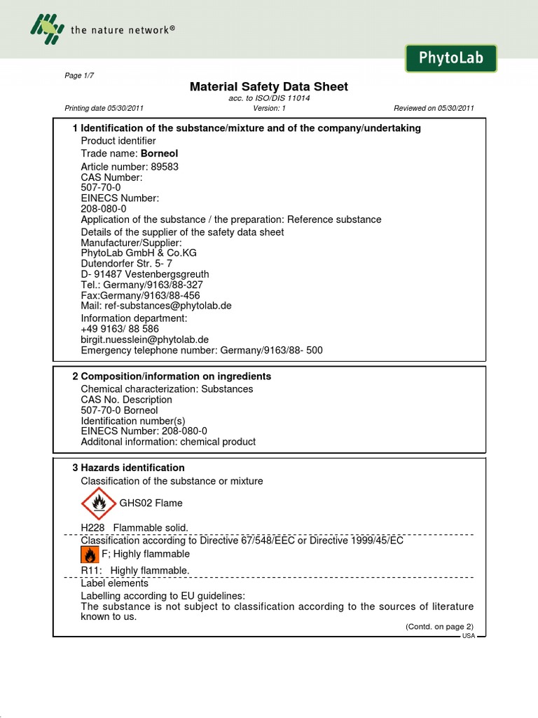 MSDS Dangerous Goods Safety