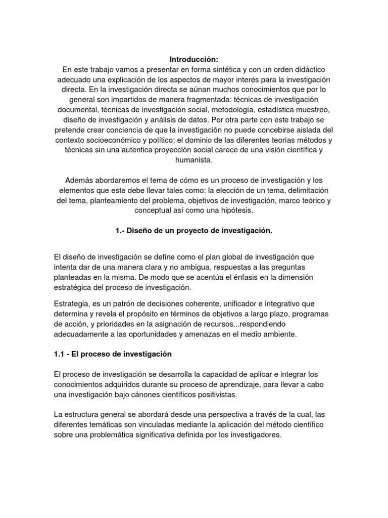 Diseño de Un Proyecto de Investigacion | PDF | Teoría | Hipótesis