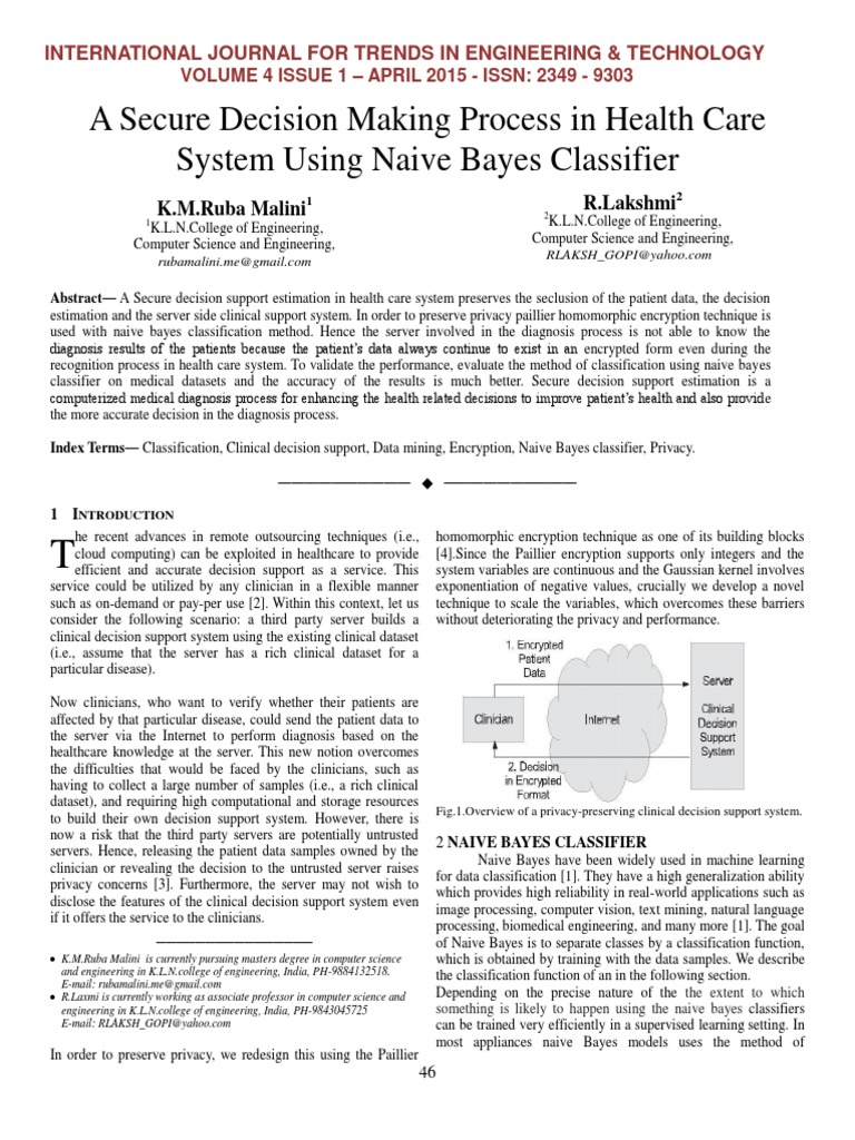Secure Healthcare Decision Making with Naive Bayes | PDF | Statistical ...