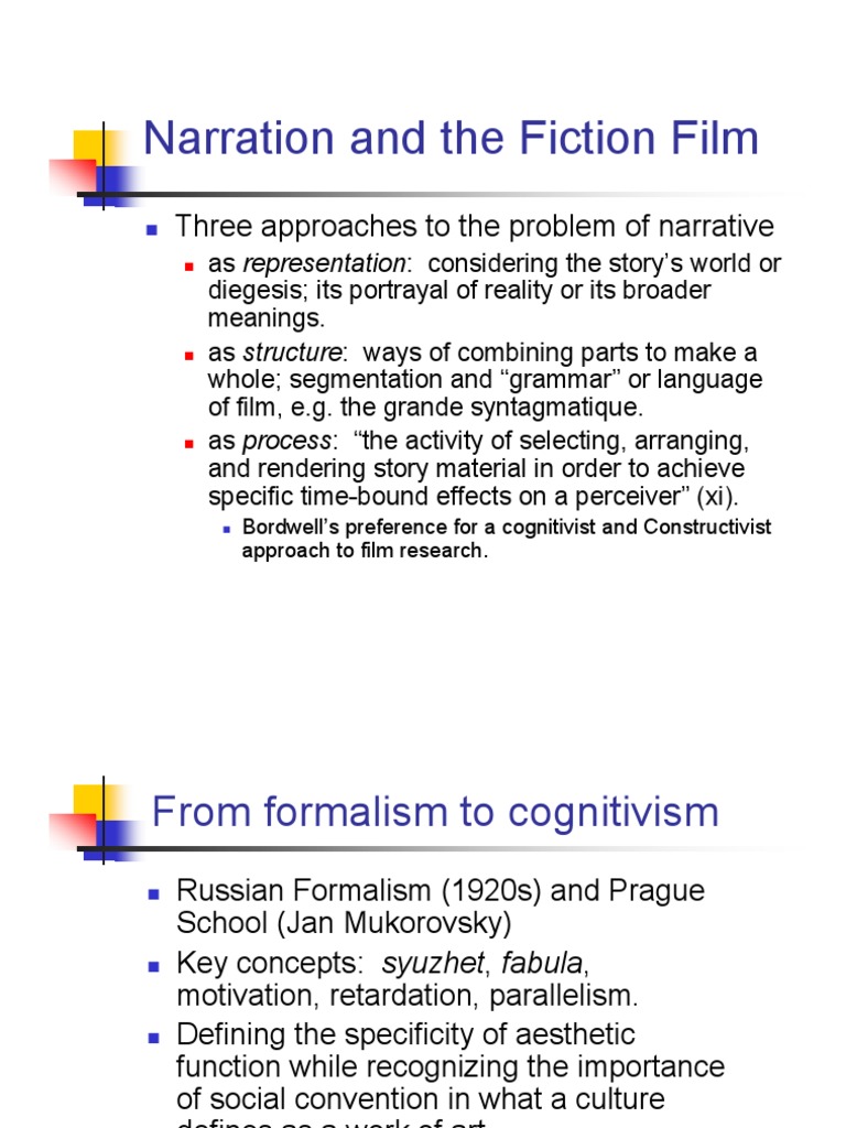 Bordwell Narration PDF Narration Plot (Narrative)