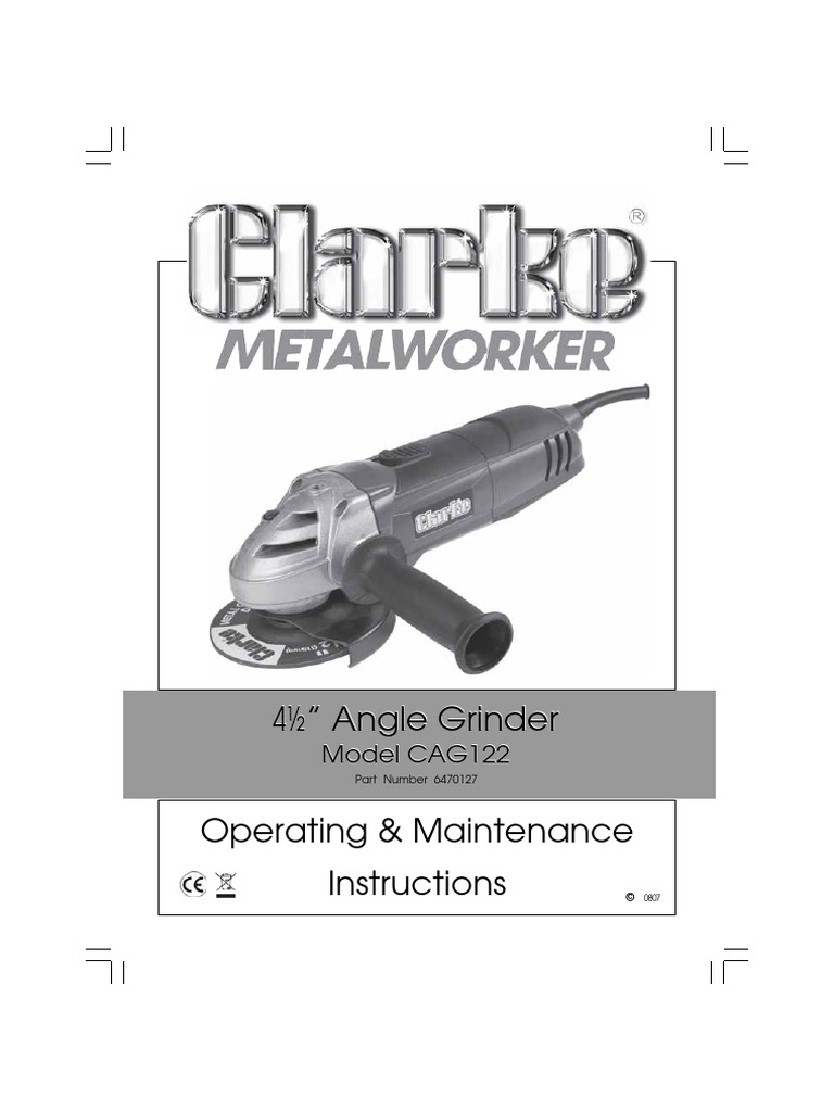 Clarke Angle Grinder Manual Books Ac Power Plugs And Sockets Grinding (Abrasive Cutting)